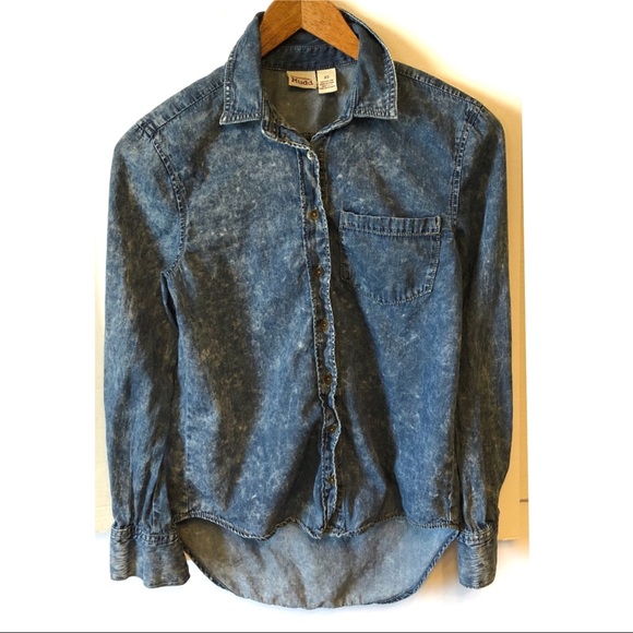 Chambray Jean denim button down top - Picture 3 of 4